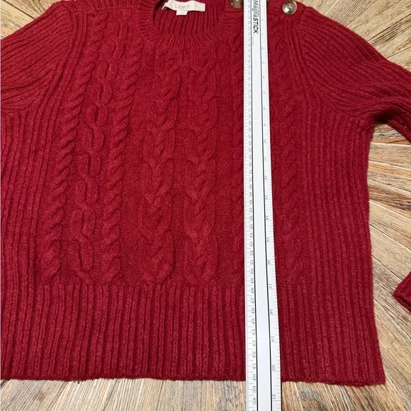 Loft large cable knit sweater women’s sienna orange brown burgundy wool blend - Picture 7 of 9